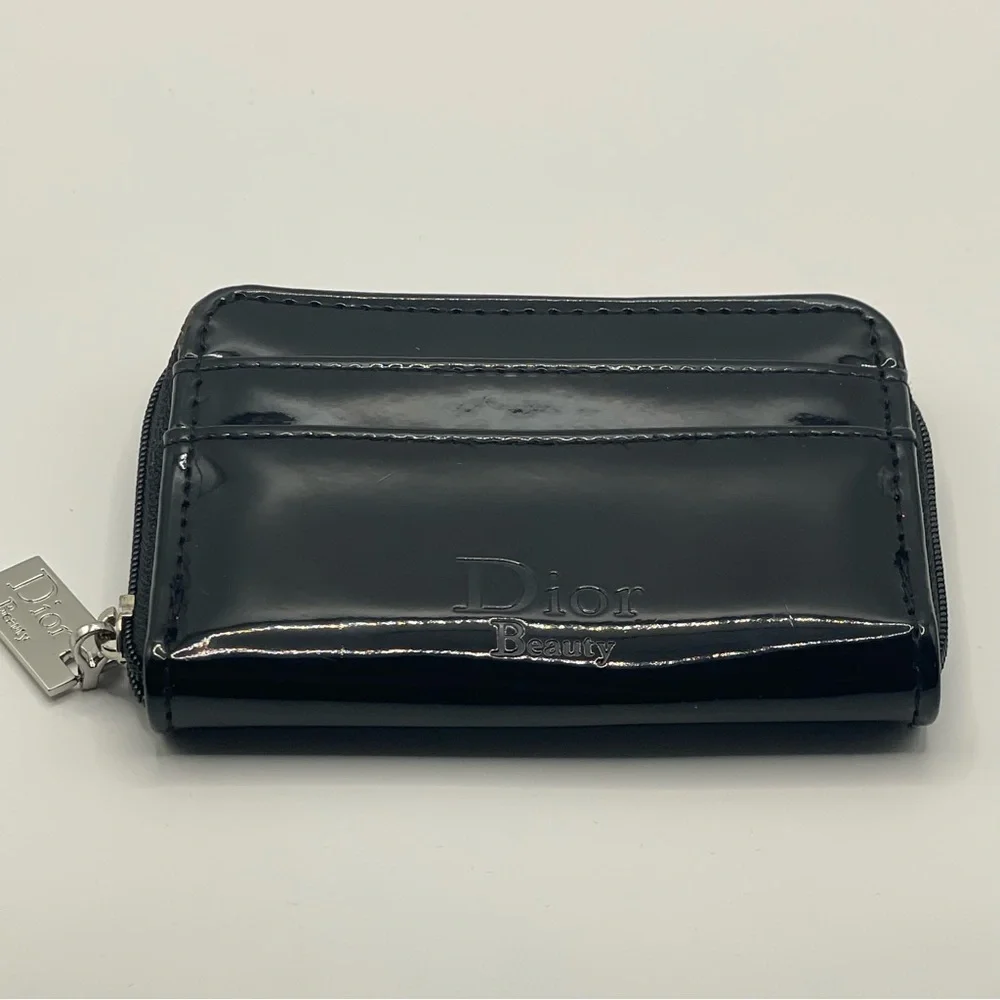 Dior Beauty Diva VIP Black Patent Zip Around Wallet Cardholder